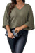 Jungle Green Plus Size V Neck Textured Knit Dolman Top