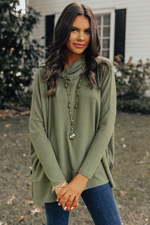 Gray Cowl Neck Loose Fit Tunic Top