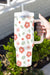 White 1200ml 60s Floral Print Stainless Large Portable Cup