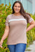 Khaki Leopard Color Block Plus Size Top