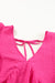 Pink Crinkle V Neck Tie Back Ruffle Plus Size Top