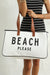 Bright White BEACH PLEASE Print Large Canvas Tote Bag