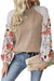 Laurel Green Floral Patchwork Raglan Sleeve Ribbed Blouse