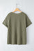 Meadow Mist Green Plus Size Corded V Neck Patch Pocket Tee