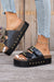 Chestnut Dual Buckle Studded Vintage Platform Slides Shoes