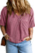 Rose Pink Textured V-Neck Dropped Shoulder Plus T-Shirt