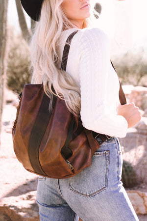 Brown Retro Faux Leather Multi-Functional Zipper Backpack