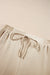 Beige Crinkled Elastic Hem Crop Tee and Wide Leg Pants Set