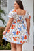 White Floral Smocked Flared Plus Size Dress