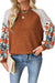 Laurel Green Floral Patchwork Raglan Sleeve Ribbed Blouse