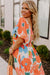 Orange Plus Size Floral Print Square Neck Maxi Dress