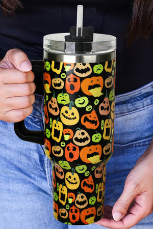 Black Halloween Pumpkins 40oz Stainless Steel Thermos Cup