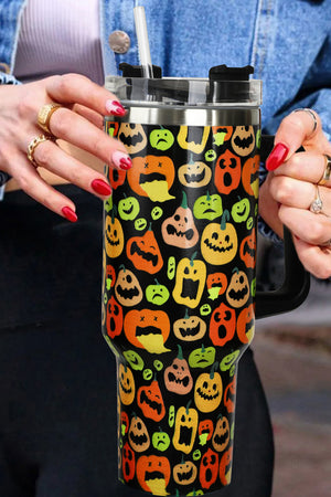 Black Halloween Pumpkins 40oz Stainless Steel Thermos Cup