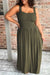 Jungle Green Smocked Frill Trim Straps Plus Size Maxi Dress