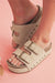 Beige Suede Buckle Decor Corky Platform Slides Shoes