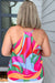 Multicolour Plus Size Abstract Print V Neck Racerback Sleeveless Top