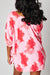 Red Plus Size Tie Dye Print 3/4 Sleeve Tunic Top