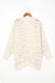 Beige Plus Size Hollowed Open Front Ribbed Trim Cardigan