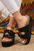 Beige Suede Buckle Decor Corky Platform Slides Shoes