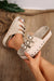 Beige Cut Out Buckle Straps Stud Platform Slides Shoes