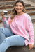 Pink Exposed Seam Leopard Splicing Plus Size Sweatshirt