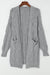 Gray Ribbed Trim Hollow Knit Side Slits Cardigan