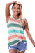 Multicolour Plus Size Striped Crew Neck Tank Top