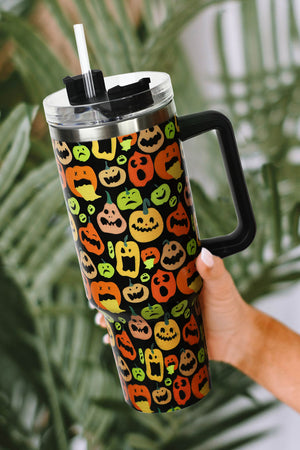 Black Halloween Pumpkins 40oz Stainless Steel Thermos Cup