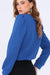 Dark Blue Cable Pattern Puff Sleeve Plus Size Top