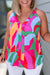 Multicolour Plus Size Abstract Print V Neck Racerback Sleeveless Top