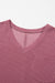 Rose Pink Textured V-Neck Dropped Shoulder Plus T-Shirt