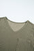 Meadow Mist Green Plus Size Corded V Neck Patch Pocket Tee