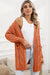 Gray Ribbed Trim Hollow Knit Side Slits Cardigan