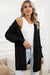 Gray Ribbed Trim Hollow Knit Side Slits Cardigan