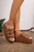 Beige Cut Out Buckle Straps Stud Platform Slides Shoes