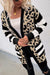 Black Stripe Sleeve Leopard Print Cardigan