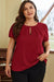 Red Dahlia Keyhole Pleated Crew Neck Plus Size T Shirt