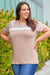 Khaki Leopard Color Block Plus Size Top