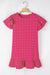 Strawberry Pink Plus Size Swiss Dot Short Ruffle Sleeve Mini Dress