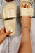 Parchment Buckle Decor Wide Band Thick Sole Slides Shoes