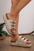 Beige Cut Out Buckle Straps Stud Platform Slides Shoes