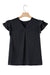 Black Ruffled Short Sleeve V Neck Plus Size Blouse