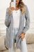 Gray Ribbed Trim Hollow Knit Side Slits Cardigan