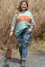 Grass Green Plus Size Striped Long Sleeve Colorblock Top