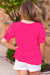 Rose Red Pearl Smocked Puff Sleeve Plus Size Top