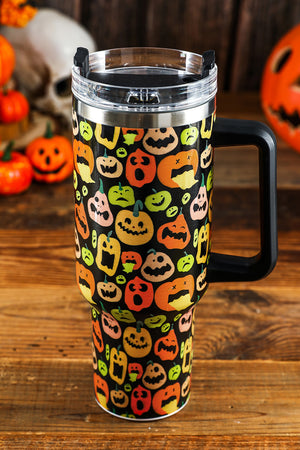 Black Halloween Pumpkins 40oz Stainless Steel Thermos Cup