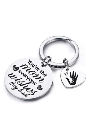 White Mothers Day Lettered Heart Shape Alloy Keychain