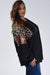 Black Plus Size Leopard Sequin Patchwork Long Sleeve Top