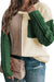 Mist Green Colorblock Plus Size Drop Shoulder Sweater