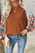 Laurel Green Floral Patchwork Raglan Sleeve Ribbed Blouse